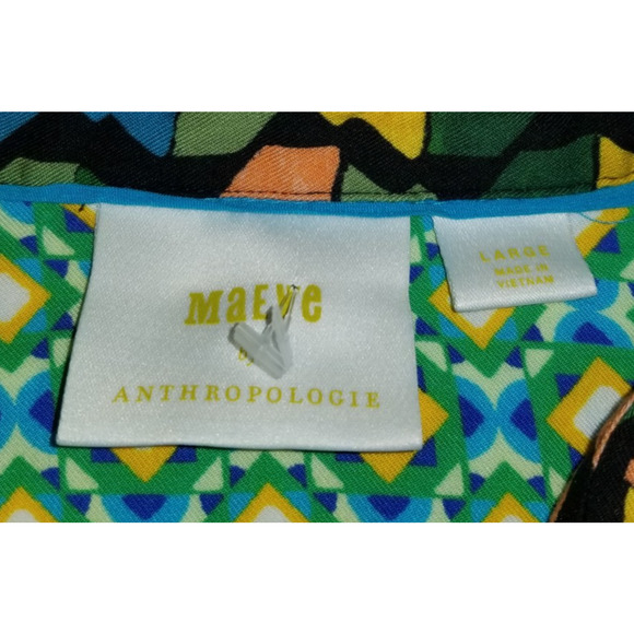 NWOT Womens Top-MAEVE BY ANTHROPOLOGIE-"The Bennet Patchwork buttondown shirt"-L - Picture 4 of 4